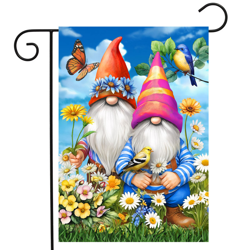 Drapeau de jardin gnomes dans le jardin