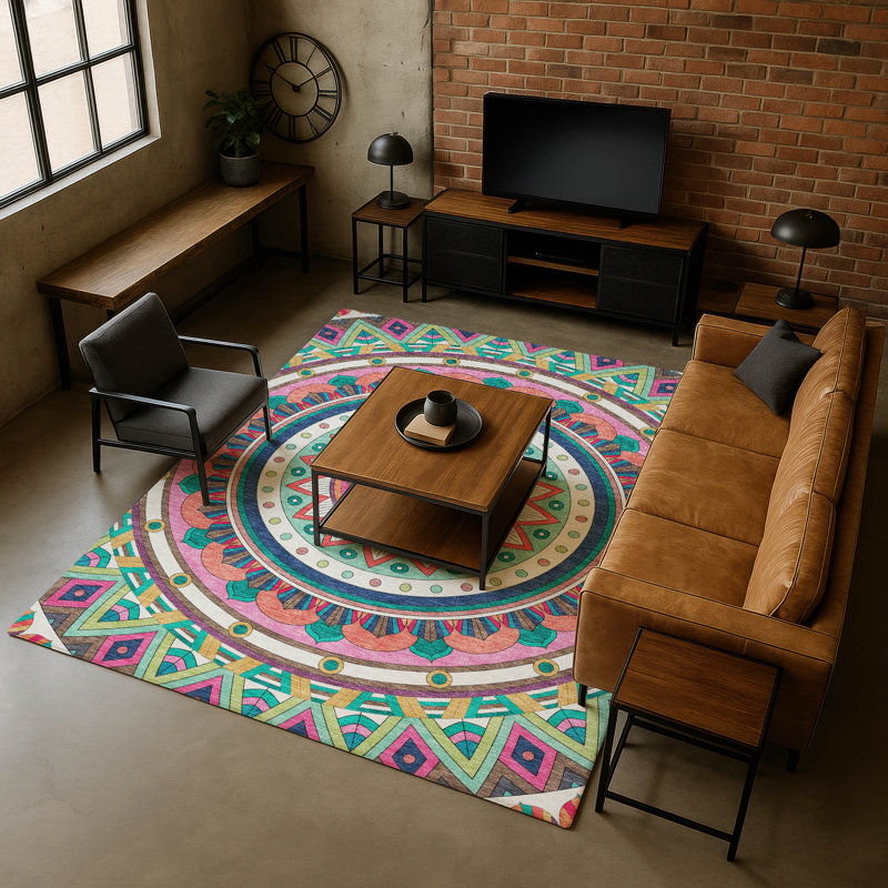 Premium Machine Washable Mayfield Geometric Rug, 2'6" x 3'10", Pink
