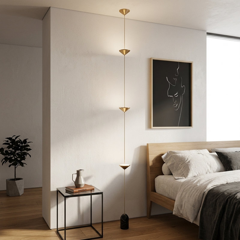 Brinnlee 1 - Light Golden LED Pendant Light Marble Linear Floor Lamp