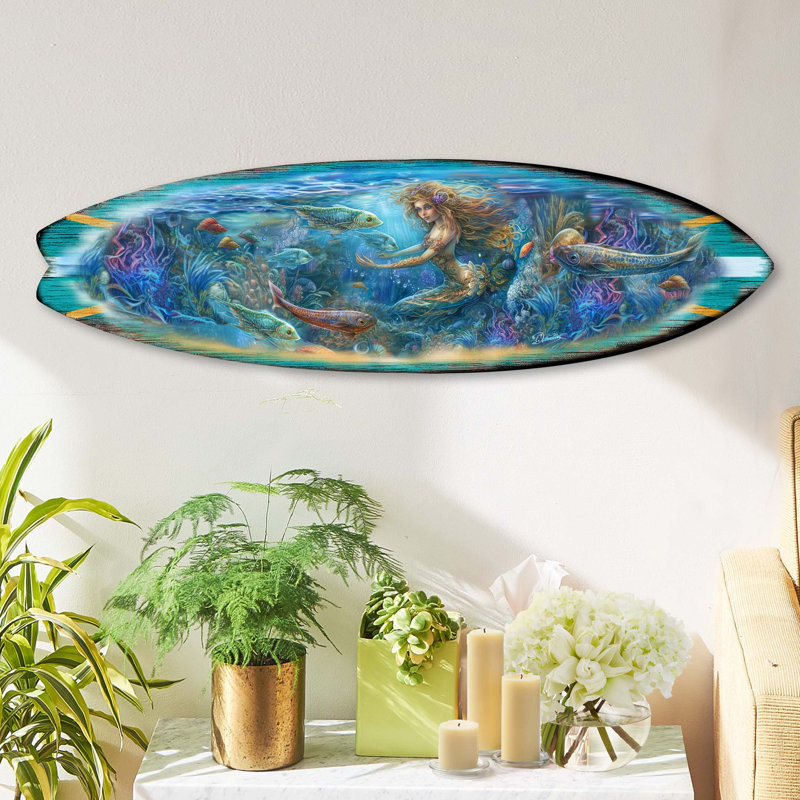 Décoration murale planche de surf, H 17 po x l 60 po x P 1 po