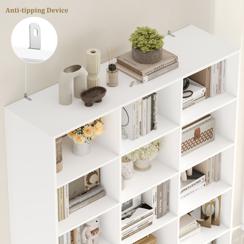 86"H X 47.2"W 7-Tier Standard Wood Storage Bookcase, White