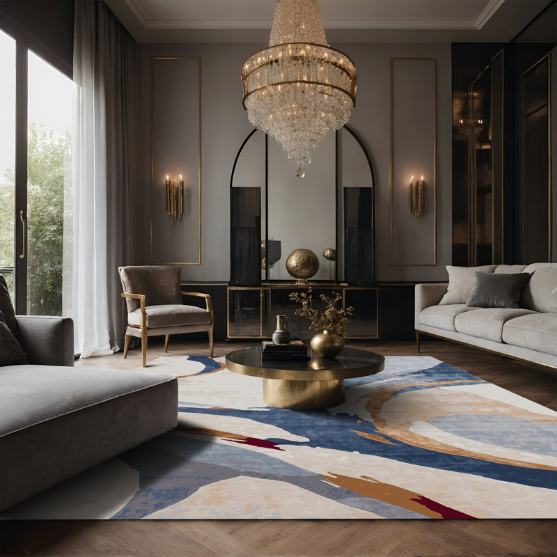 Tapis beige soyeux et moelleux, Rectangle 2 pi x 3 pi