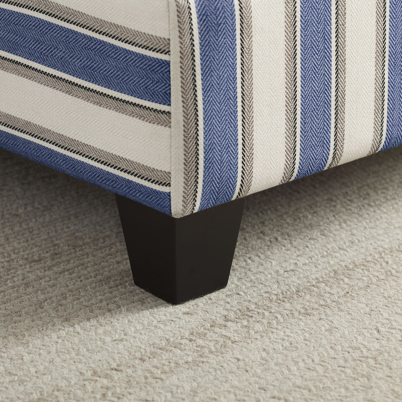 Ensemble de 2 chaises longues rembourrées l 37 po Monroeville, Lin rayé bleu marine
