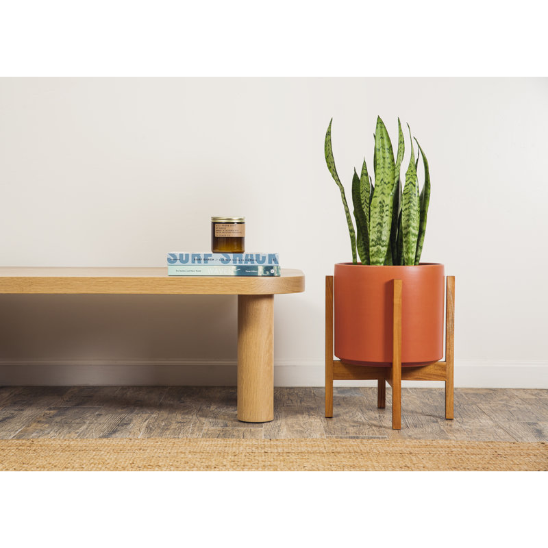 Pot à fleurs en grès Keyes, Rouille/clair, H 16,25 po x l 13,5 po x P 13,5 po
