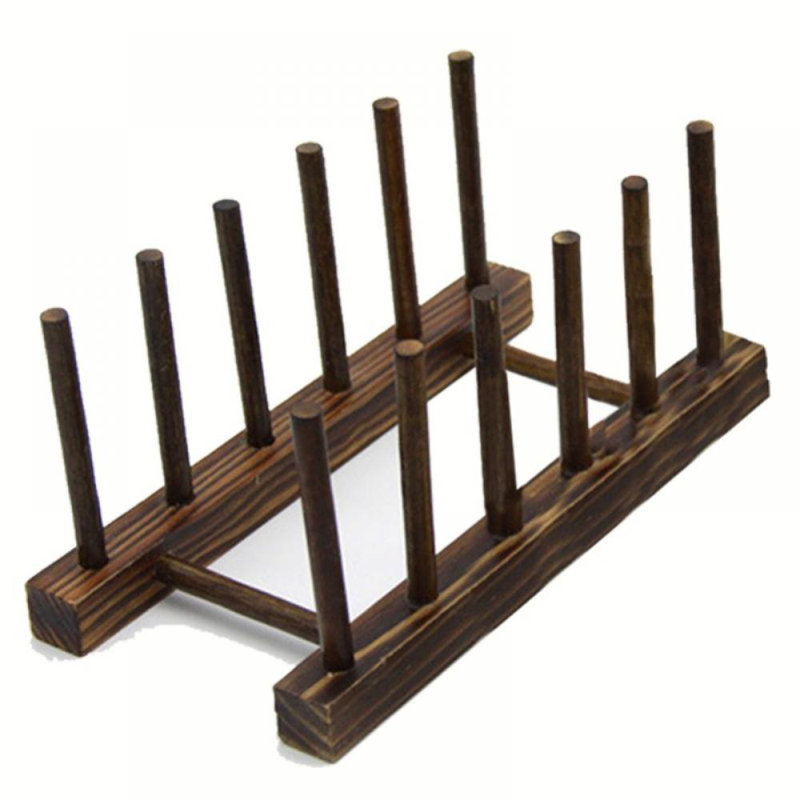 Égouttoir à vaisselle en bois de bambou, Combustion de carbone, H 4,5 po x l 9 po x P 4,5 po