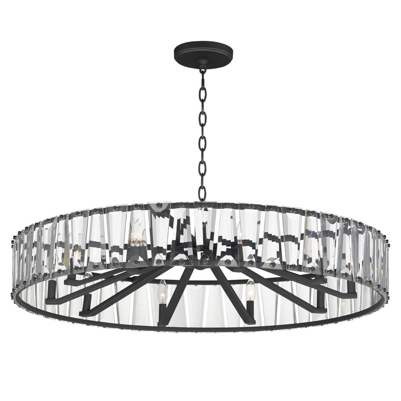 10 - Light Steel Drum Chandelier, Black