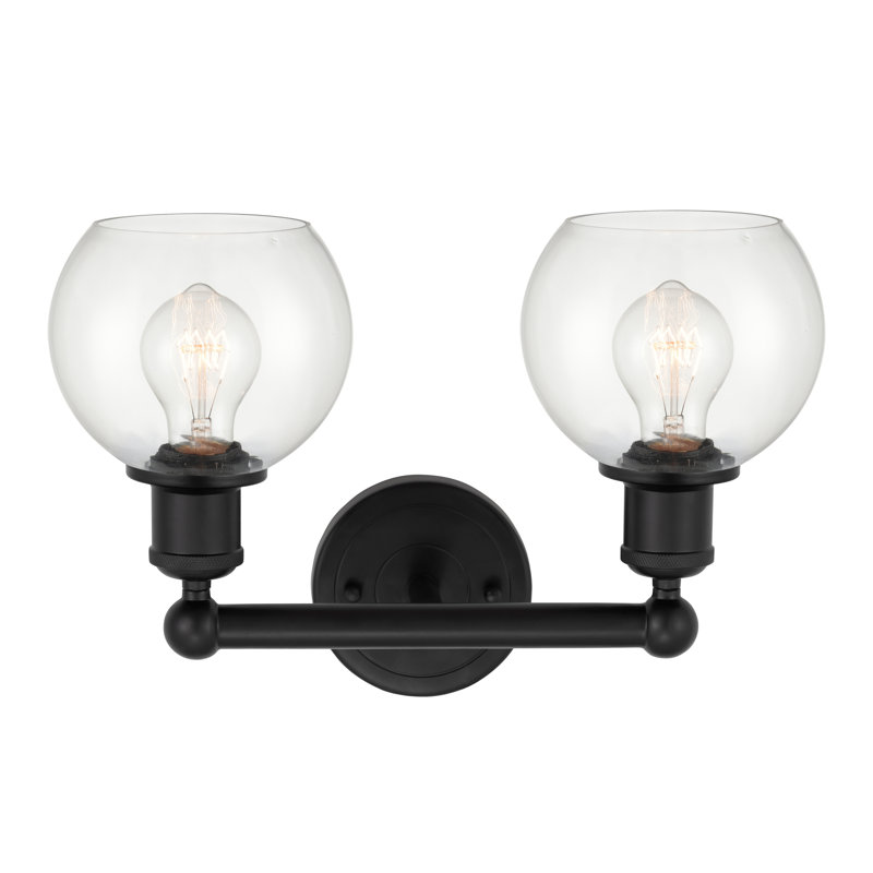 Éclairage pour meuble-lavabo à 2 lumières 15 pouces Cambria, Noir mat, Transparent