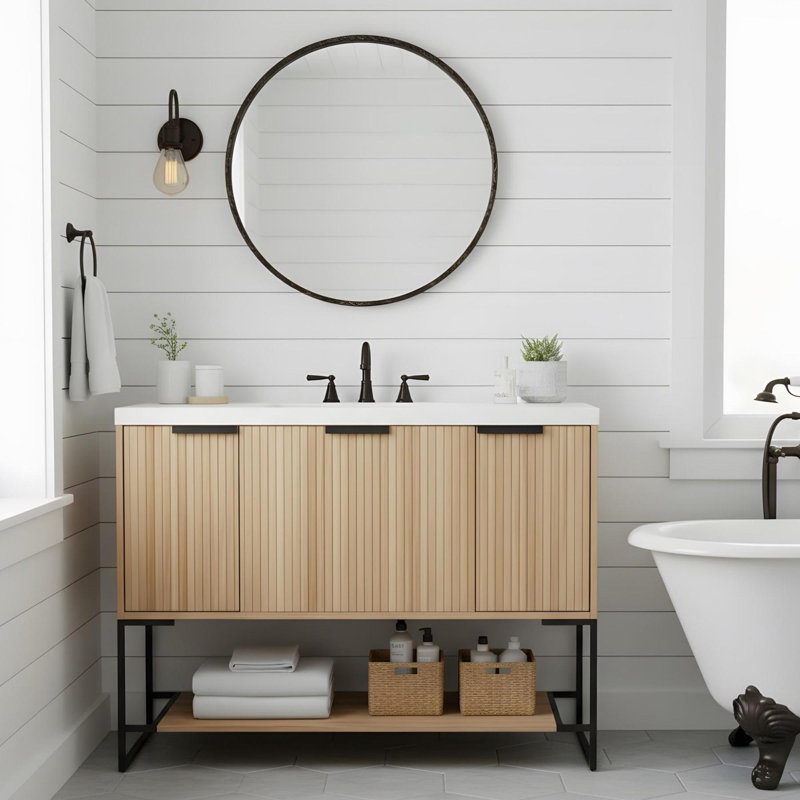 48"Modern Freestanding Bathroom Vanity With Resin Basin