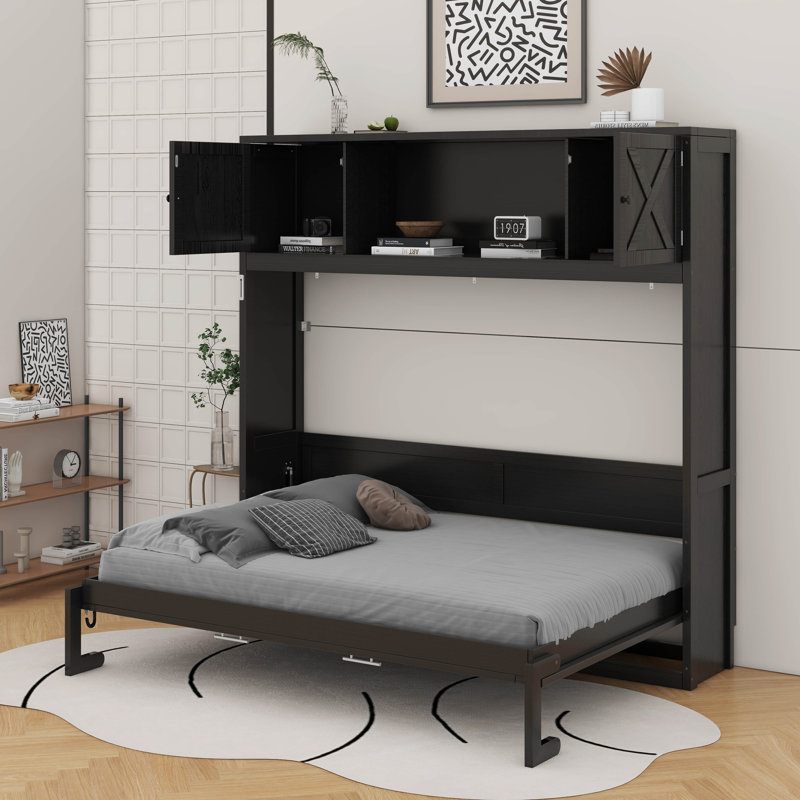 Lit escamotable double avec armoires de rangement