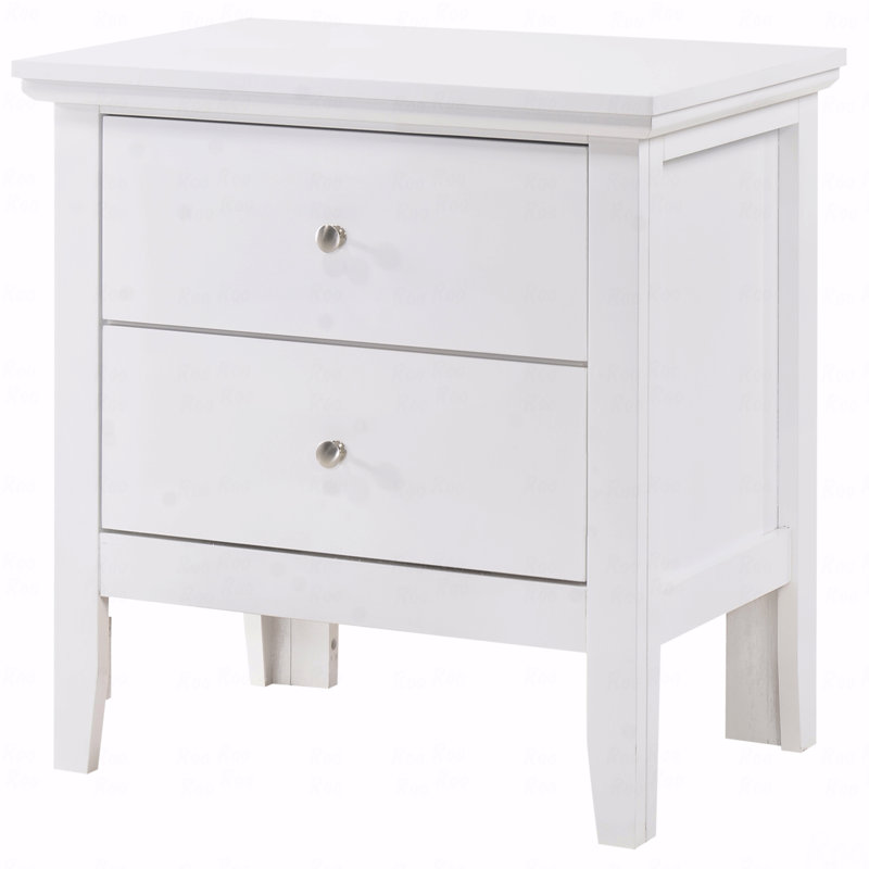 Table de chevet transitionnelle élégante en blanc, Blanc