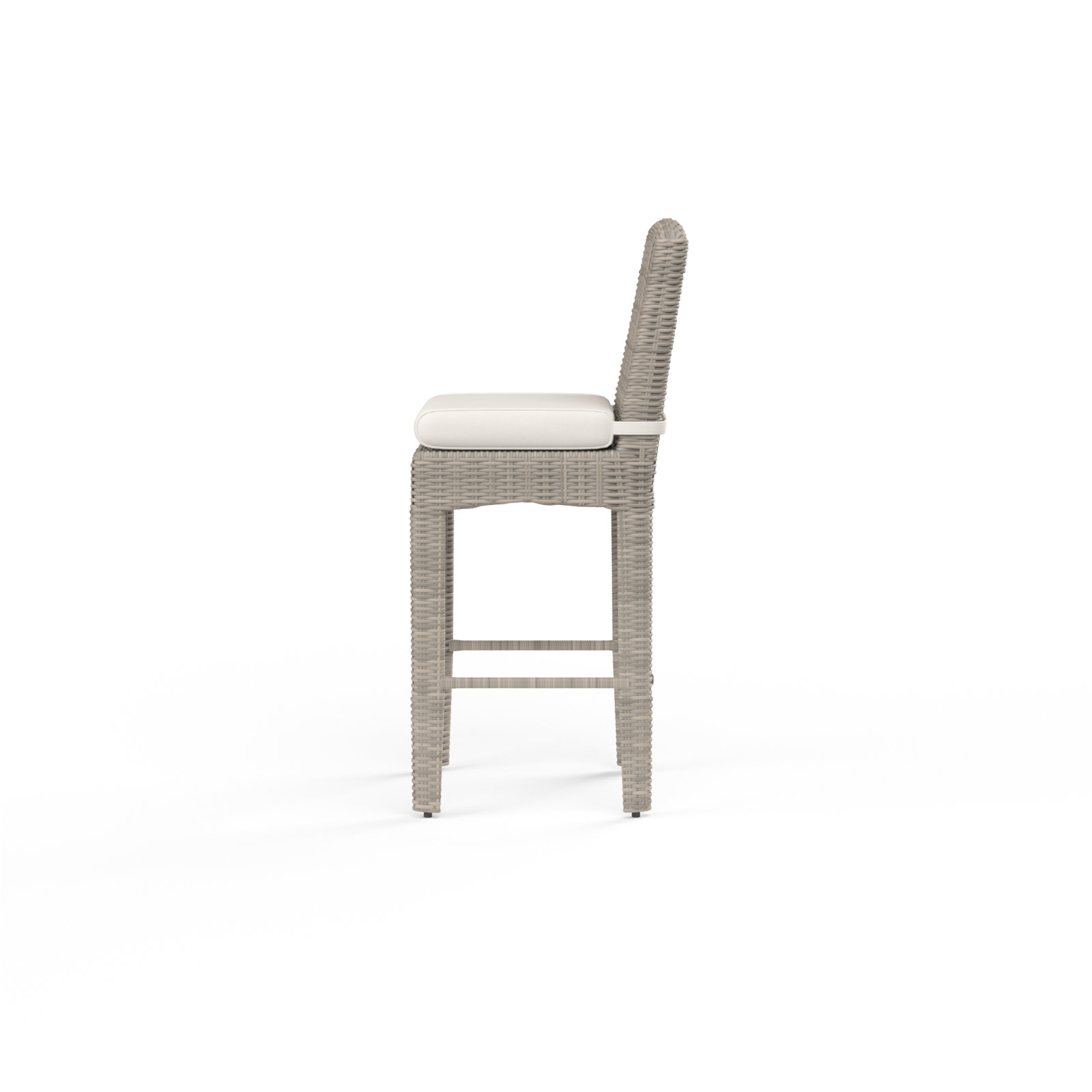Manhattan High-Density Polyethylene (HDPE) Wicker Outdoor Bar Stool with Cushion, Canvas Flax Sunbrella® Canvas