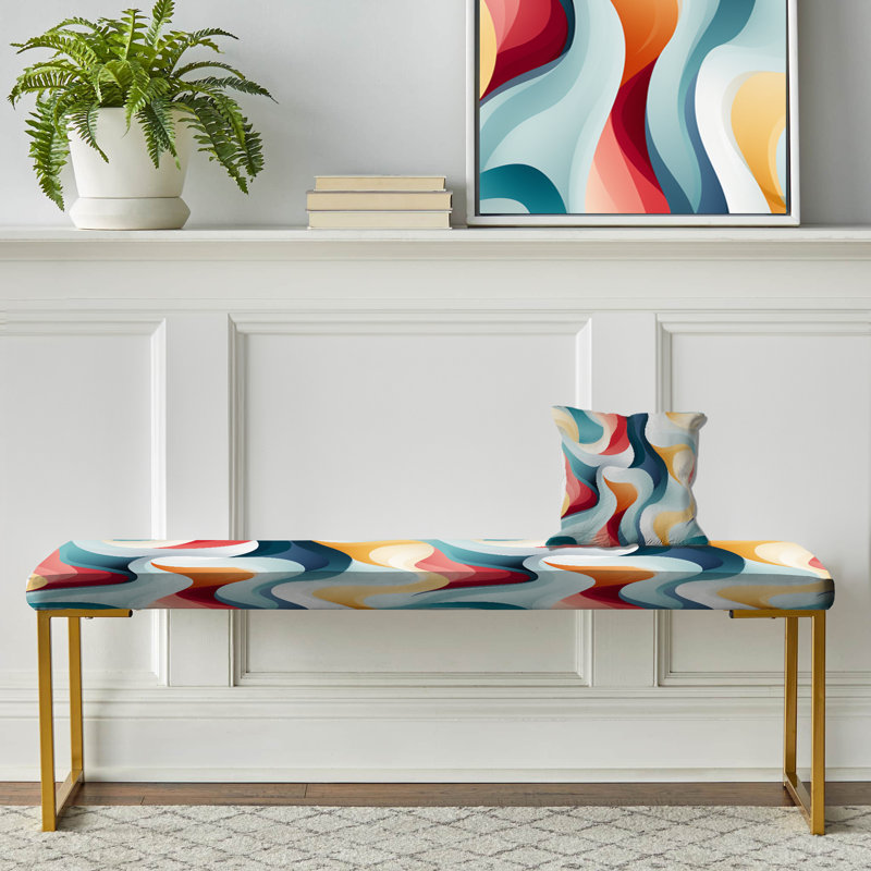 Urban Neutrality - Geometric Upholstered Gold Bench