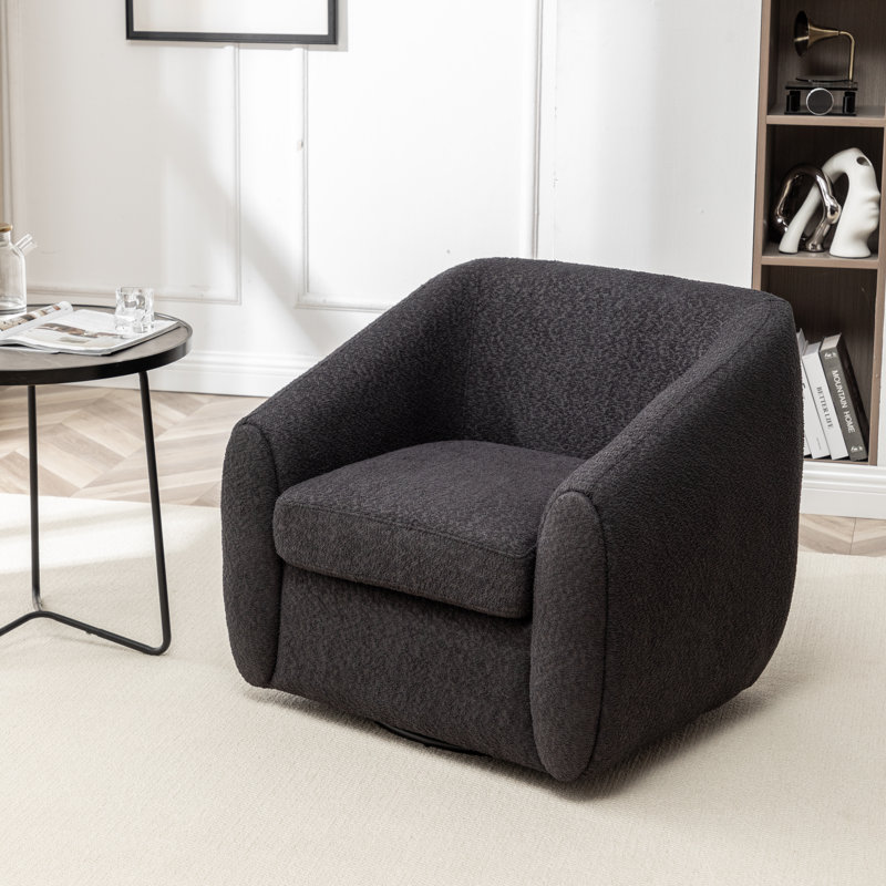 Shively 32'' Wide Upholstered Swivel Chair, Black
