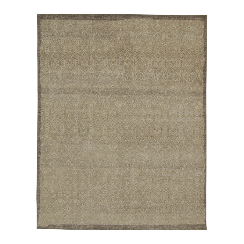 Distressed Homage Hand Knotted Wool Geometric Area Rug, Rectangle 15' x 24'
