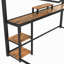 Lit mezzanine double avec bureau et tiroirs de rangement en tissu non tissé, structure de lit mezzanine en métal avec échelles