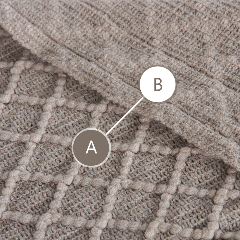Acrylic Knitted Throw Blanket, Lightweight and Soft with Tassels, Checkered Printed - NTBAY, Dark Grey
