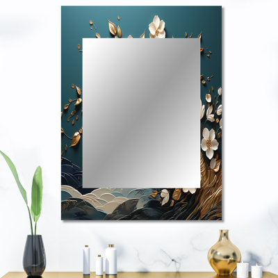 Miroir mural décoratif blanc et doré