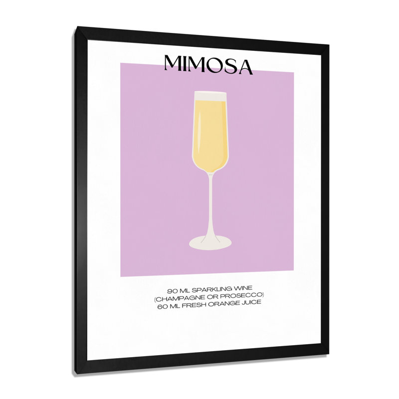 Champagne Mimosa, impression d'art mural, Cadre photo noir simple, H 32 po x l 24 po