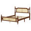 Wooden Bed With Rattan Headboard And Footboard-2124141204