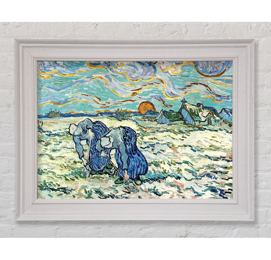 Gerahmtes Leinwandbild Two Digging A Grave In The Snow von Van Gogh