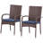 Outsunny Stackable PE Rattan Outdoor Dining Chairs With Cushions, Set Of 2 Patio Wicker Dining Chairs With Armrests And Backrest For Patio, Deck-1997023698