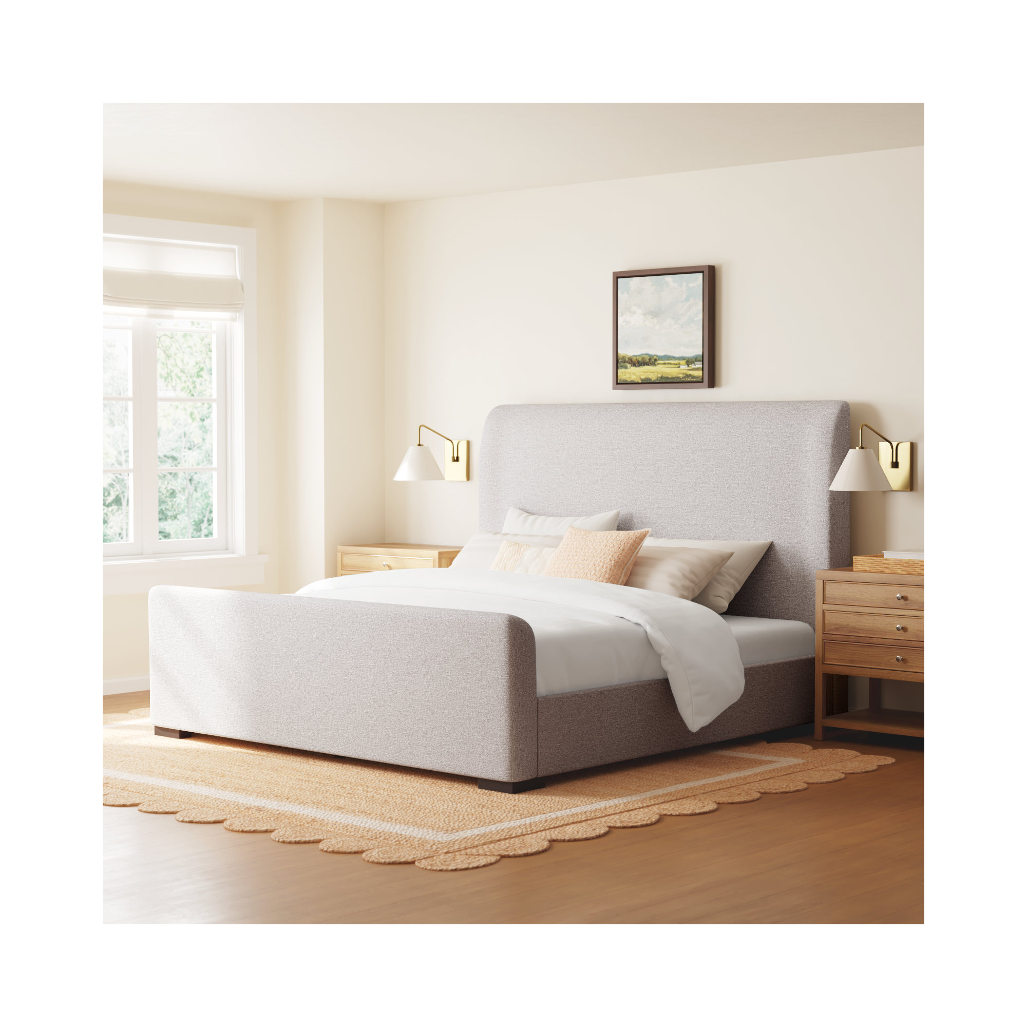 Scotty Upholstered Wingback Bed, California King