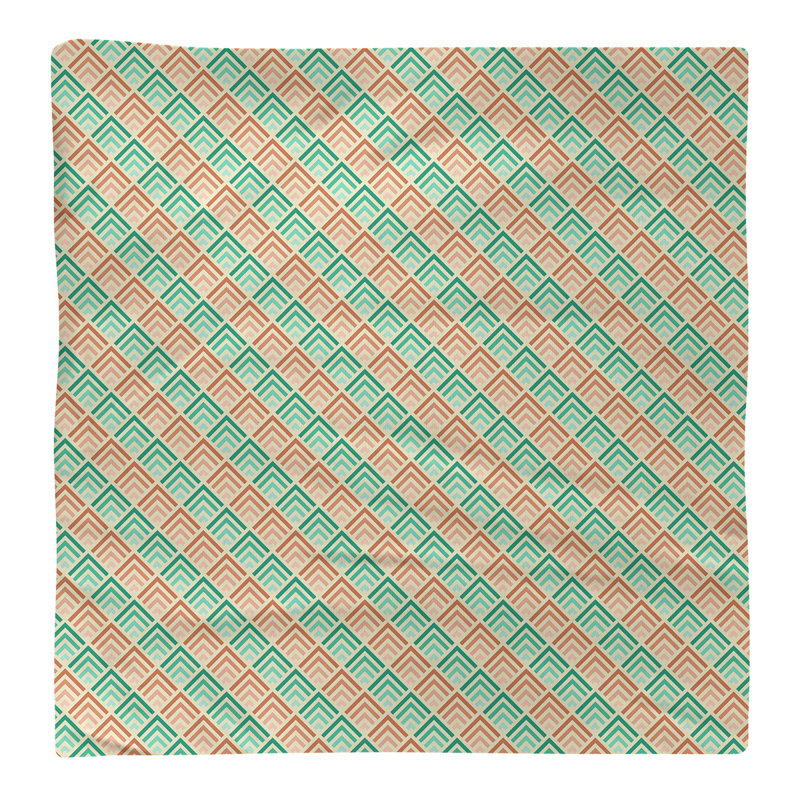 Serviette en coton à motif à rayures géométriques, Vert / Orange, Sergé de coton, H 0,1 po x l 10 po x P 10 po