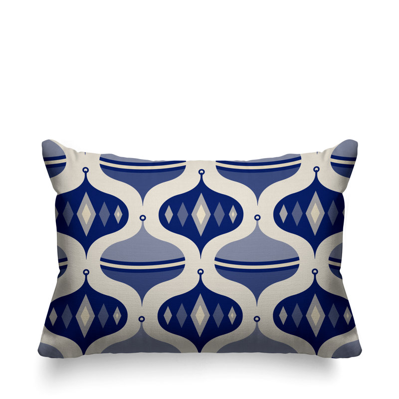 Coussin intérieur / extérieur Noel Christmas Ornament Balls, Bleu marine