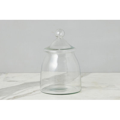 French Bistro Vintage Glass Bon Bon Jar with Lid - 6.6"L x 5.11"W x 10"H