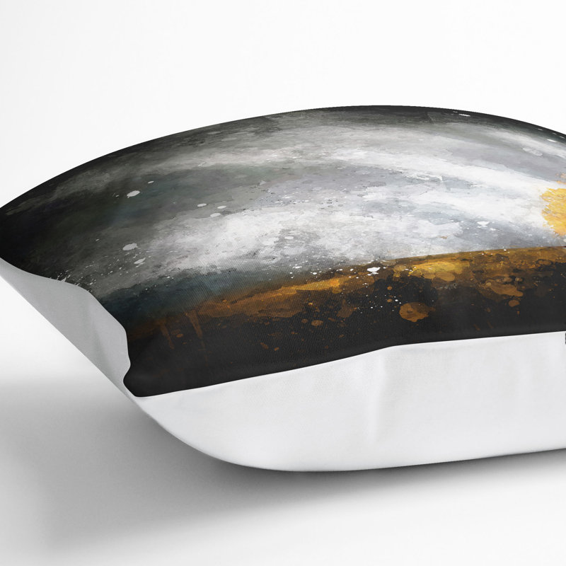 Lone Tree at Dusk Paint Splash Cushion with Filling, White, 55cm H x 55cm W x 20cm D