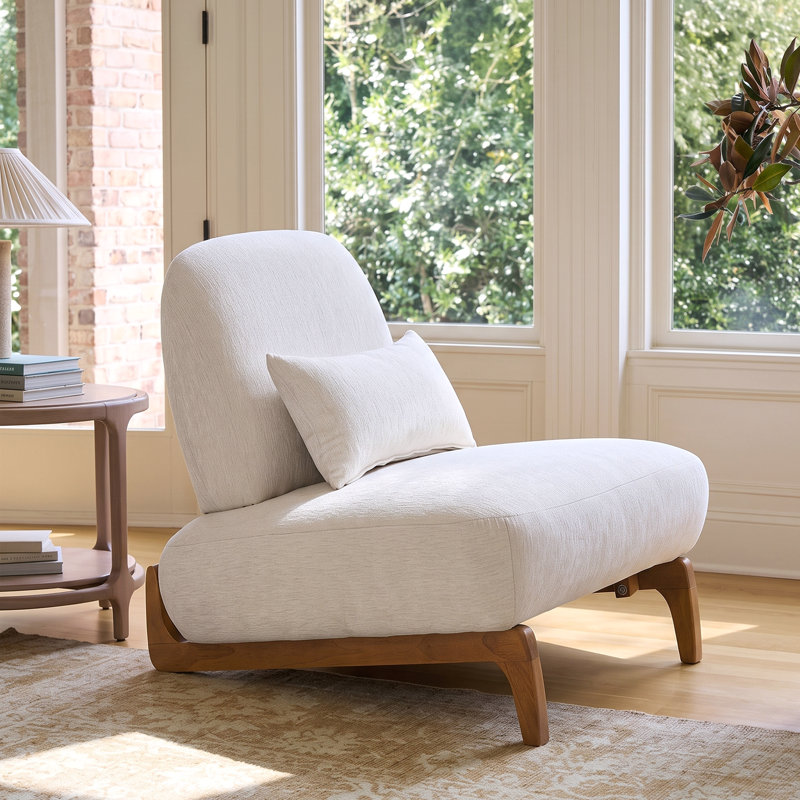 Chaise d'appoint rembourrée sans accoudoirs Hamilton, Off White Boucle, 1
