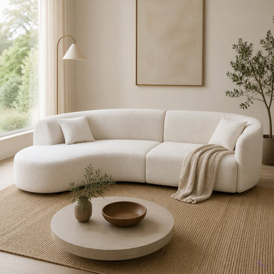 Ensemble de canapé de luxe 2 pièces de style moderne avec dossier courbé et méridienne, canapé modulaire faisant face à la gauche, canapé Boucle