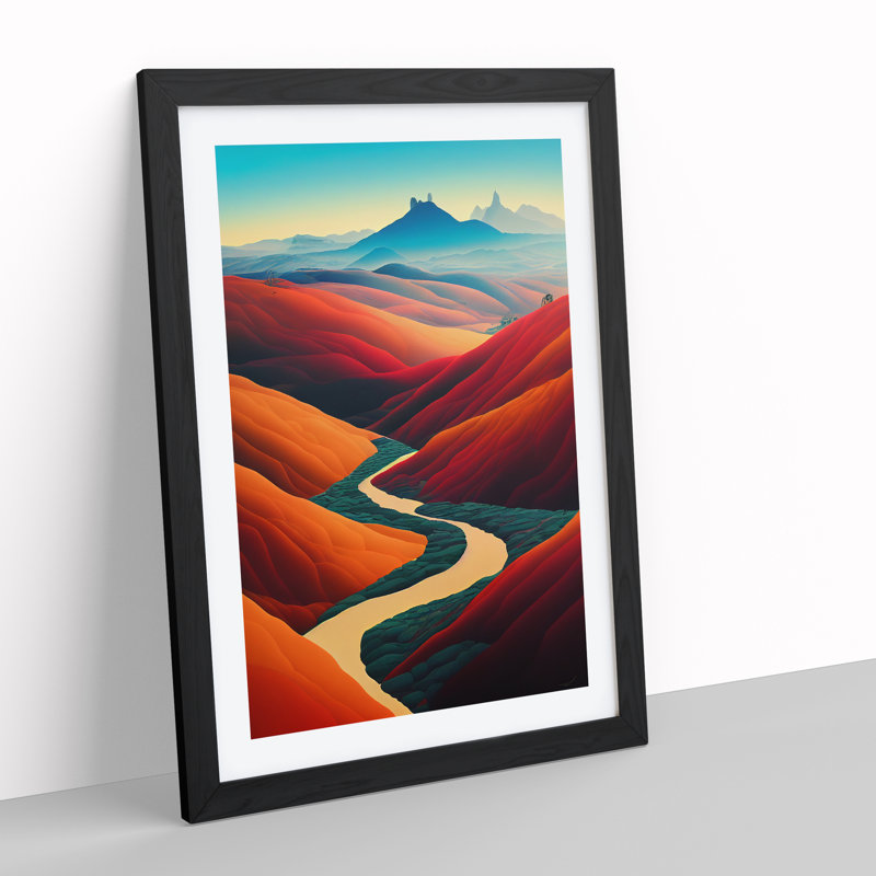 Mountain Valley Landscape No.1 - Framed Print, Black, 64cm H x 46cm W x 2cm D