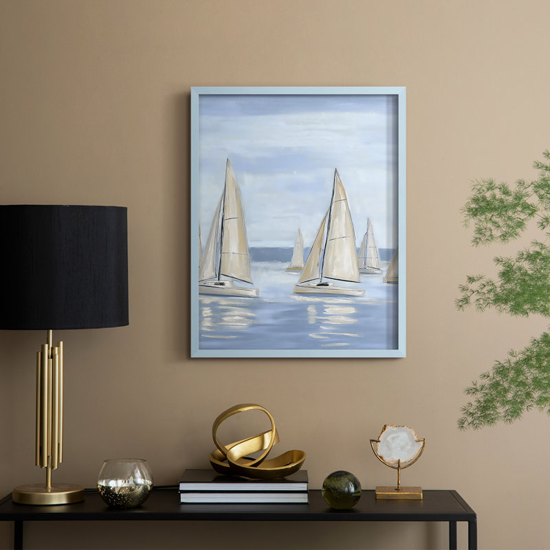 NAUTICAL Series V, reproduction encadrée - bois massif, Bleu, H 15 po x l 12 po