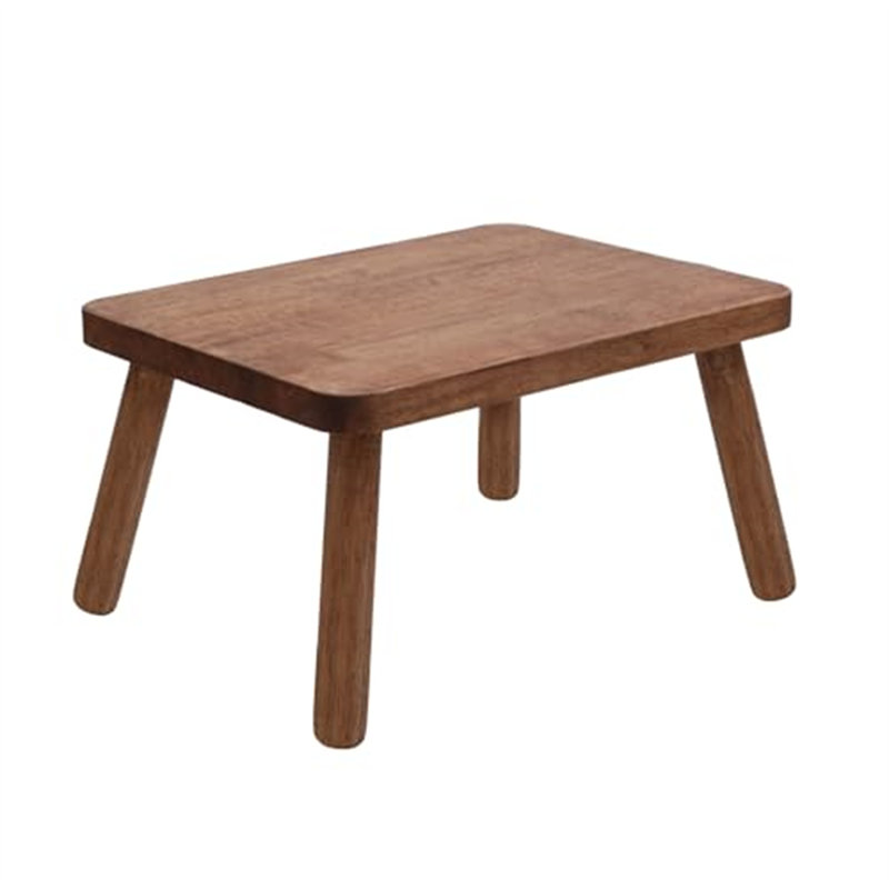 Classic 9.3-Inch Brown Wooden Stool with Detachable Legs