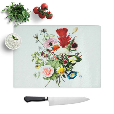 Tempered Glass Bouquet of Flowers Chopping Board