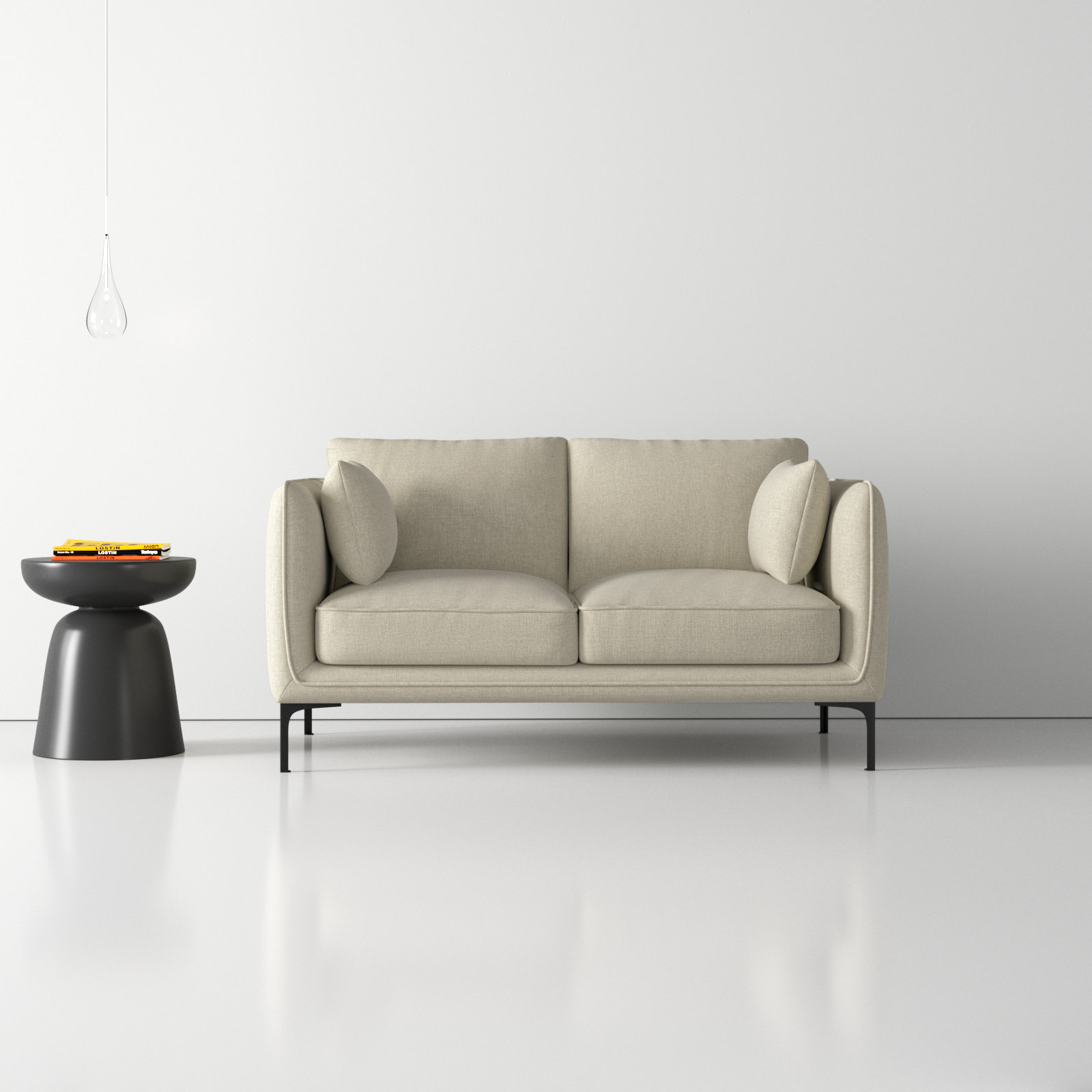 Rae 60'' Upholstered Loveseat, Effie Linen Performance Linen
