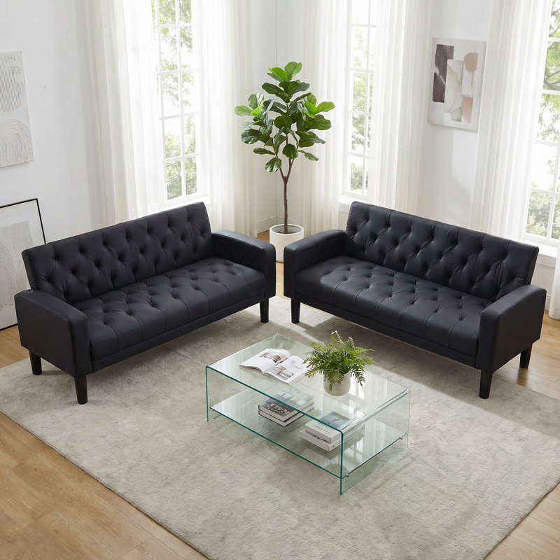 Ensemble de salon l 62 po avec port de charge USB, Black