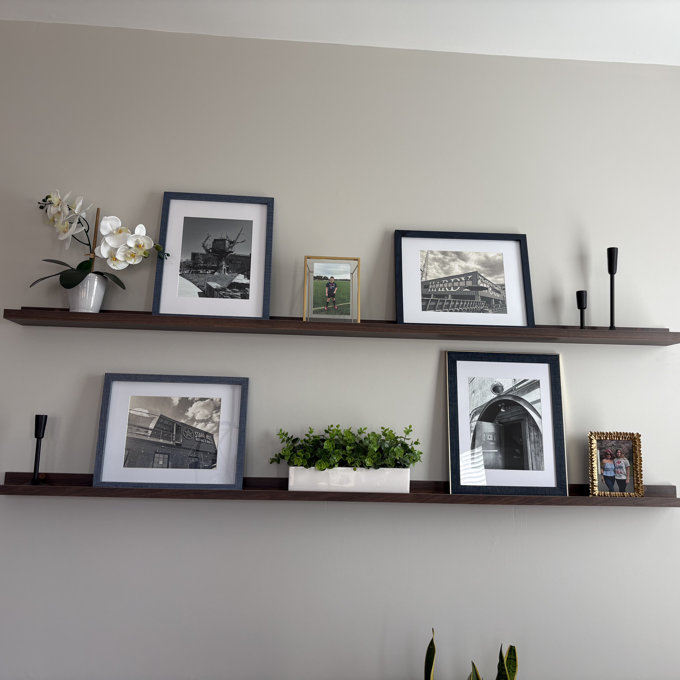 Darlicia 2 Piece Picture Ledge Wall Mounted Shelf - Walnut, 2" H x 72" W x 4.7" D