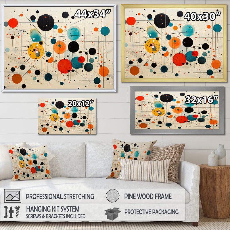 «Orange Orange Mid Century Geometric Abstractions II», reproduction sur toile encadrée, 24" H x 32" W, Toile tendue