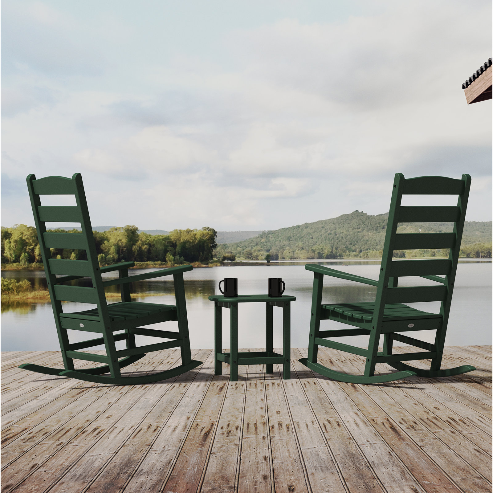 POLYWOOD® Rocker 2-Person Patio Seating Group, Green