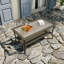 Rectangular Glass Outdoor with Umbrella Hole Coffee Table - 100.1 cm W 55.1 cm D