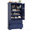 Garde-manger autoportant 40 po x 18 po x 72,6 po Farmhouse - 4 portes, plateaux coulissants, tiroirs, rangement pour moules à gâteaux, bleu-1314093227