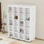 Queen Wood Murphy Bed with Push-Pull Storage Shelves-1651962730