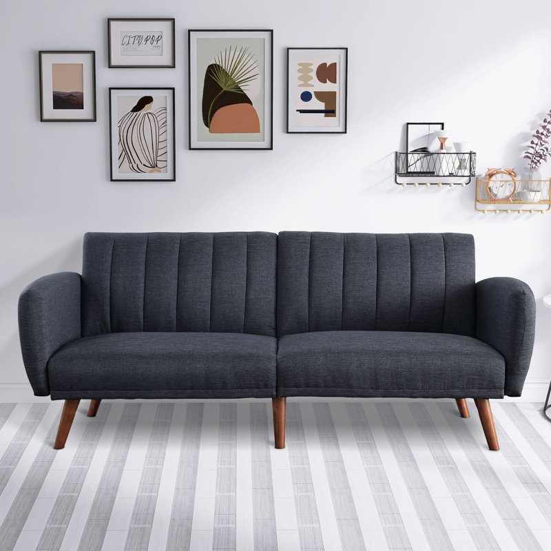 Argene 76" Upholstered Tight Back Convertible Sofa, Gray 100% Polyester
