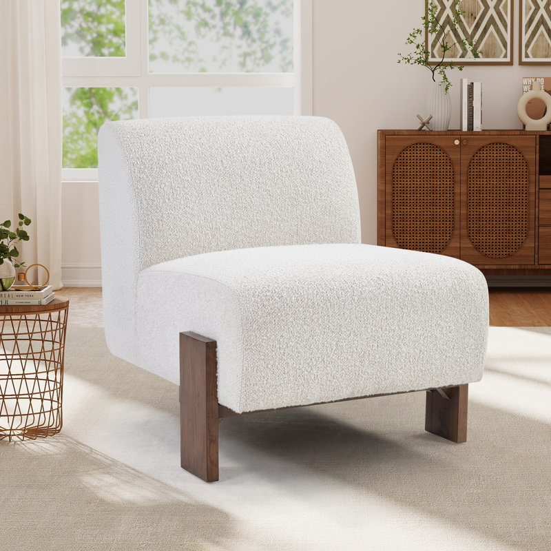 29.1" Wide Modern Upholstered Armless Accent Chair with Solid Wood Legs