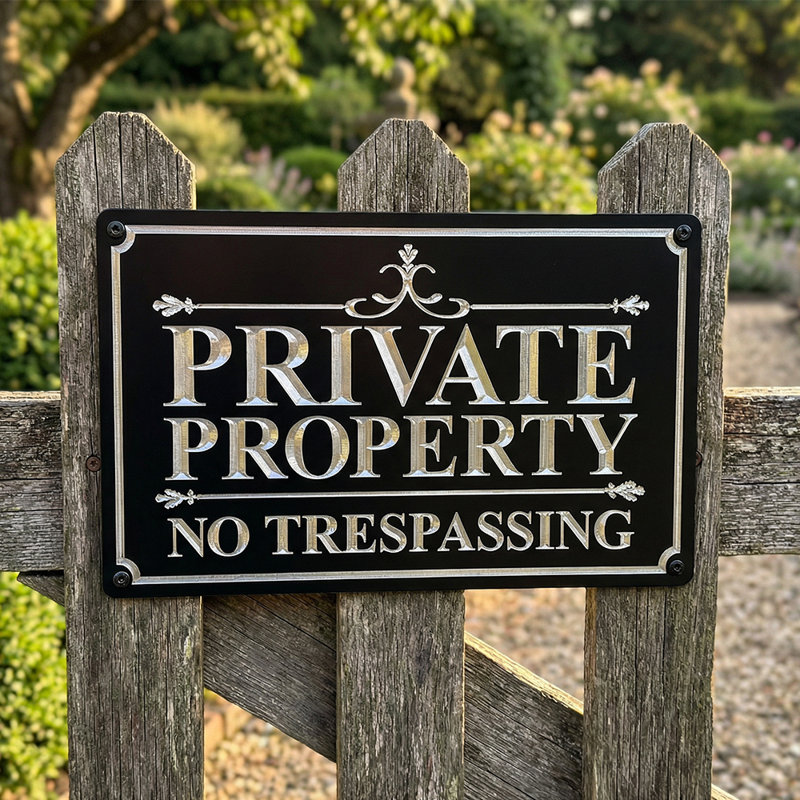 Private Property No Trespassing Garden Sign, Reflective Metal Outdoor Warning Sign, Weatherproof Fence Sign