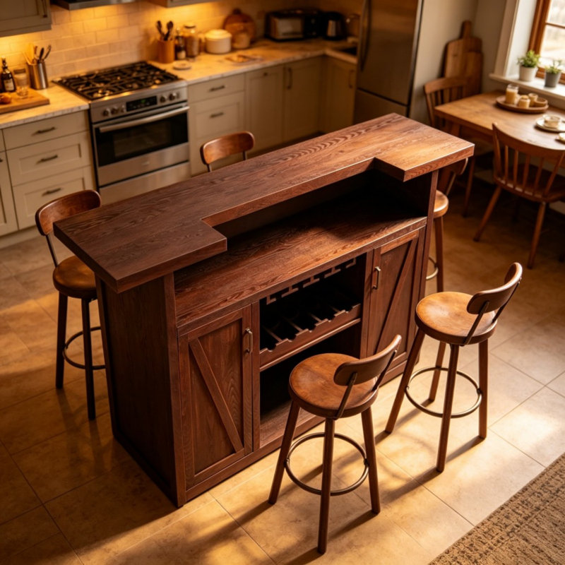 Table de bar ou armoire à vin H 41,35 po - brun antique