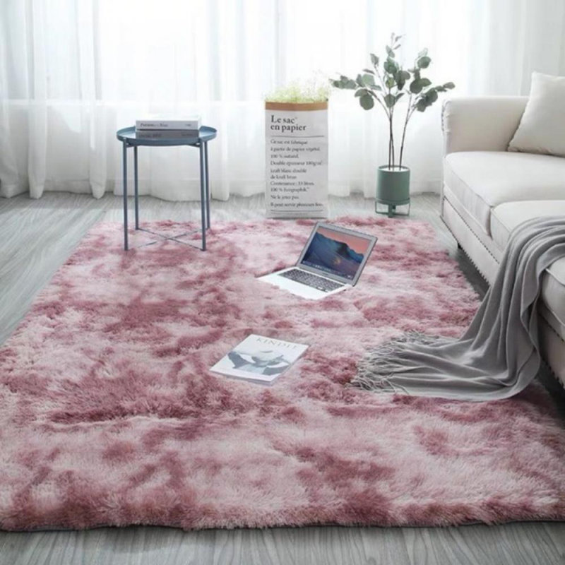 Tapis rose à poils longs Darric, Rectangle 2 pi x 3 pi