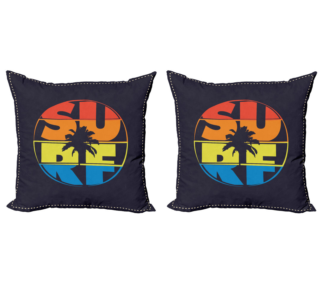 Kissenbezug, Surf Regenbogen-Farben Palm, Modern, Mehrfarbig